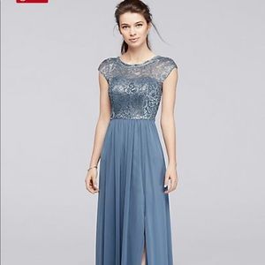 David’s Bridal Bridesmaid Dress-Steel Blue